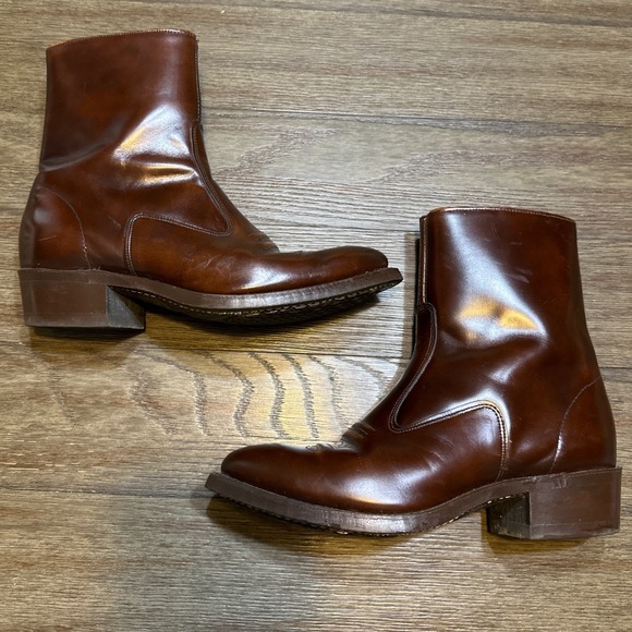 Vintage Texas American Made Brown Leather Western Zip Ankle Cowboy Boots 8.5EE M - Picture 10 of 15